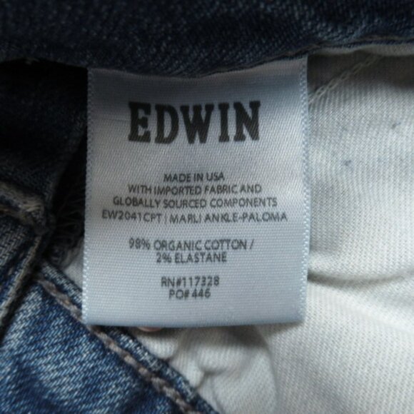 Edwin Marli High-Rise Crop Jeans Paloma Denim Medium Blue 24 - Picture 13 of 14